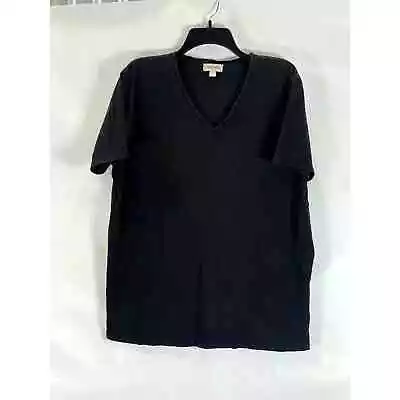 DIESEL Men's Solid Black Deep V-Neck Short Sleeve Casual T-Shirt SZ XL • $20