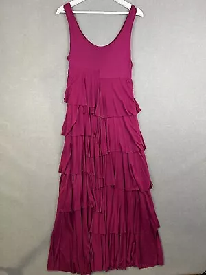 Soft Surroundings Maxi Dress Sz PS Dominique Fuchsia Pink Modal Layered Tiered • $32.99