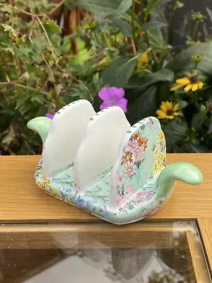 £59.99 • Buy Shelley Vintage Melody Chintz Small 2 Slice Breakfast Toast Rack