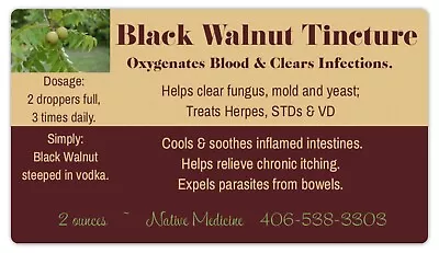 Black Walnut Tincture -Skin InfectionsFungus Candida Herpes Parasites STDs • $24