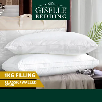 Giselle Pillow Duck Goose Down Feather Pillows Hotel Cotton Cover Twin Pack Bed • $47.95