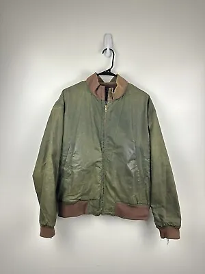 Vintage POLO RALPH LAUREN Sz  Medium Mens Oilcloth Waxed Patina Bomber Jacket • $75