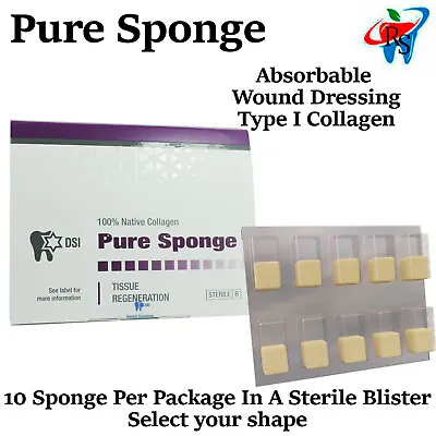 Pure Sponge Collagen Plug Dental Teeth Extract Bleed Stop Sterile 10pcs Box • $63