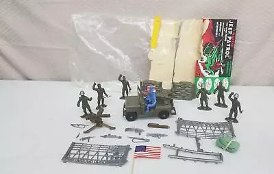 Vintage 60s MPC Marine Jeep Patrol Bagged Playset Jeep-Machine Gun-Barricade UP2 • $49.88