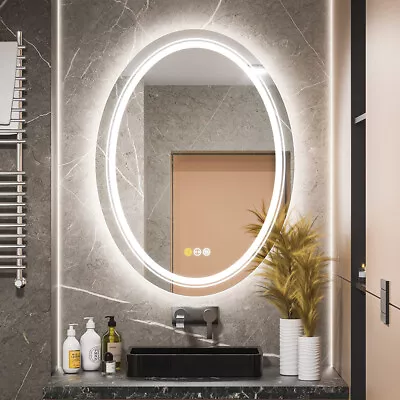 Modern Oval Defog LED Bathroom Vanity Mirror Frameless Dimmable Lighting Makeup • $119.97