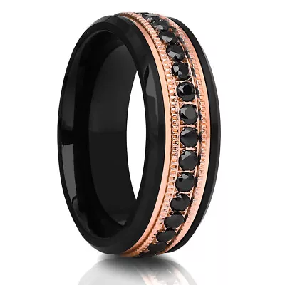 8Mm Black Tungsten Ring Rose Gold Wedding Ring Mans Ring • $50.88