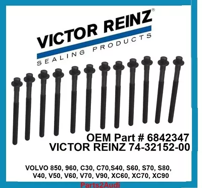 Engine Cylinder Head Bolt 12PCS  Head Bolts Fits Many  Volvo; OEM REINZ  6842347 • $37.37