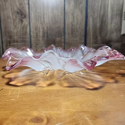 Mikasa  Tulips Pink  Pink Frosted Crystal Serving Platter/plate • $24