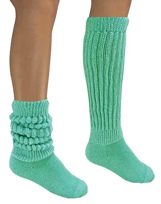 2 Pr Seafoam Slouch To Knee Socks Hooters Uniform Workout Warm Cozy Walk Run Hik • $20.38