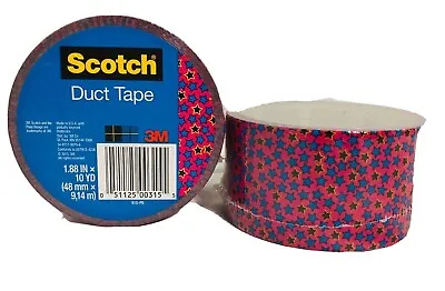 $10.95 • Buy 3M Scotch Duct Tape Fancy Designs Pink Blue Stars Crafting Lot Of 2