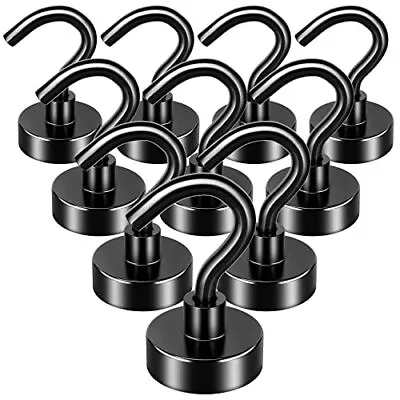 FINDMAG 10 Pack Black Magnetic Hooks 25lbs Neodymium Magnet Hooks For Hangin... • $8.79