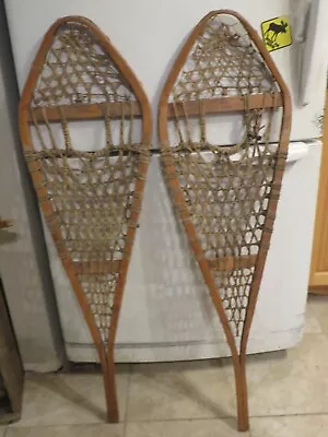 Vintage Wooden Snowshoes Size  42 `` Long By  12 ` Wide  Chalet Decor   3602 • $44.99