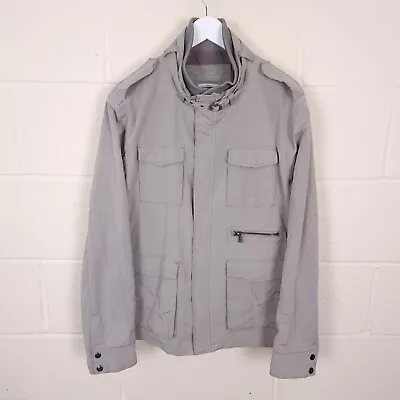 CALVIN KLEIN Military Jacket Mens XL Slim Fit Lined Utility Pockets Grey M65 M51 • $35.27