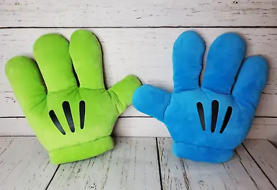 Disney Parks Mickey Mouse Gloves Giant Blue Green Costume Plush Set 10.5  EUC • $13.73