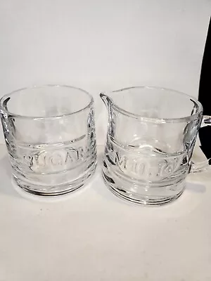 Vintage Milk And Sugar Clear Glass Dish Pair • $13.95