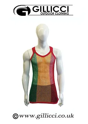 £5.99 • Buy Mens Rasta Jamaica Plain String Fishnet Gym Summer Muscle String Tank Top Vest