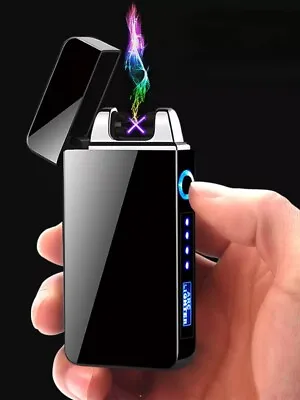 Electric Plasma Rechargeable Flameless Arc Lighter USB Double Touch Sensor New • £6.99