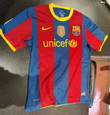 Barcelona Spain 2010/2011 Home Football T Shirt Nike #7 David Villa Size XL • £79.99