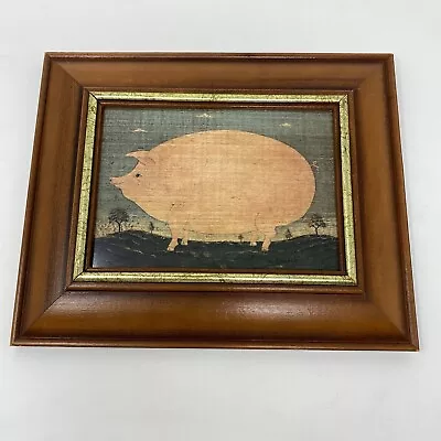 WARREN KIMBLE -Prize Pig Folk Art Framed Print Farm Country Primitive Signed • $24.99