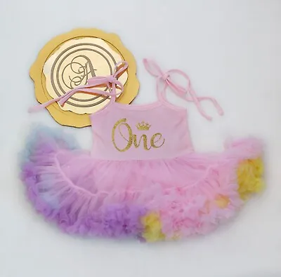 Unicorn Rainbow First Birthday Pettidress 2nd Birthday Little Miss Amberly Dress • $59.99