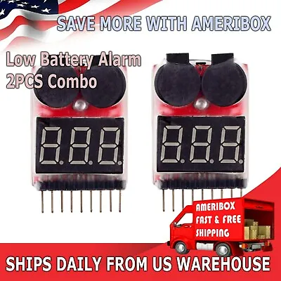 2X RC Lipo Battery Low Voltage Alarm 1S-8S Buzzer Indicator Checker Tester LED • $7.49