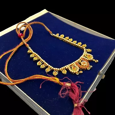 Antique Vintage Art Nouveau 14k Gold Plated Mughal Coral Wedding Necklace 39.6g • $125