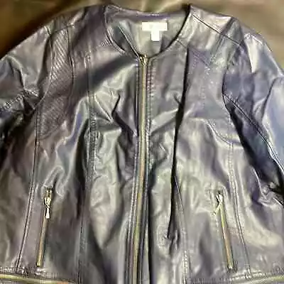 NWT Blue Motto Leather Jacket 2x • $45