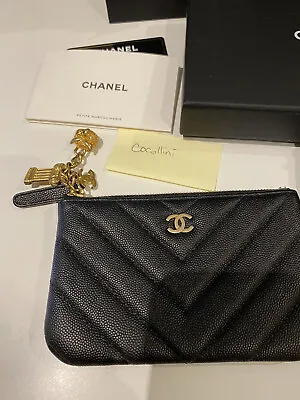 Chanel Classic Charm O Case Pouch Chevron GHW As New Only Used Once • $1380