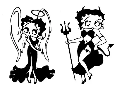 £4.27 • Buy One Pair Of Funny Vinyl Decal Stickers Betty Boop Devil & Angel