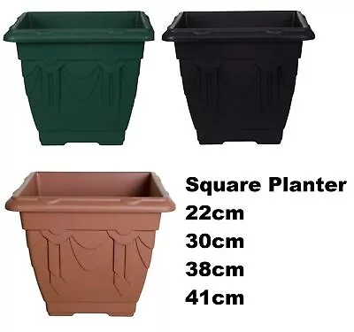 Venetian Plant Flower Plastic Pot Pots Garden Planter Square Deep Grow Container • £28.95