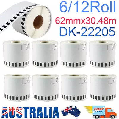 6/12Rolls Compatible Continuous Label For Brother DK-22205 QL-570/700 Paper Tape • $35.19