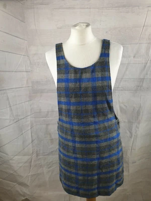 £1.99 • Buy Asos Grey Check Print Wool Blend Sleeveless Scoop Neck Pinafore Dress Size S