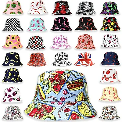 Unisex Summer Bucket Hat Womans Festival Chic Mens Rave Beach (Choose Design) • £7.99