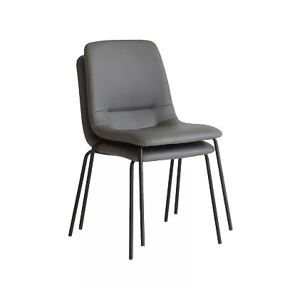 $179.99 • Buy Levede 4x Dining Chairs  Stackable Kitchen Chair Lounge Padded PU Leather Grey