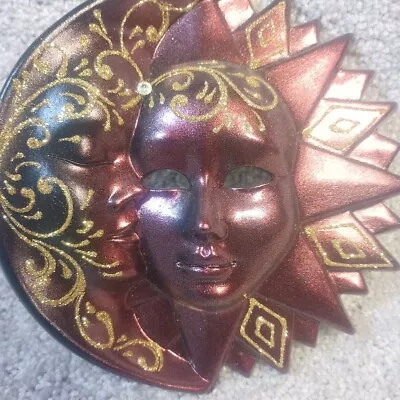 VTG Venezia Sun Moon Music Venetian Signed Wall Mask Venice Italy • $49.99