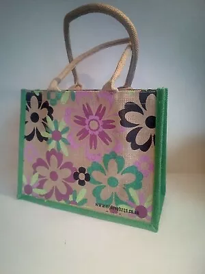 Flower Jute Long Handle Bag 34cmx26.5cmx14.5cm • £7.50