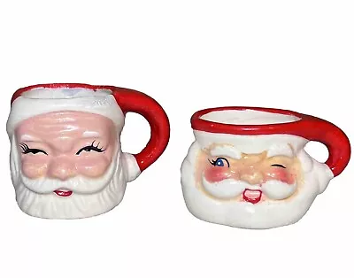 Vintage 1960 Howard Holt Winking Santa Mini Mug + Unbranded Lot 2 Marked ‘Japan’ • $15