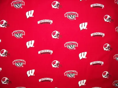 £4.27 • Buy Wisconsin Badgers Red Logo Licensed Cotton Fabric Fq