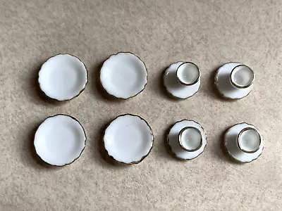 Miniature Set Of Dishes And Coffee/tea Cups For Dollhouse - White With Gold Trim • $4.95