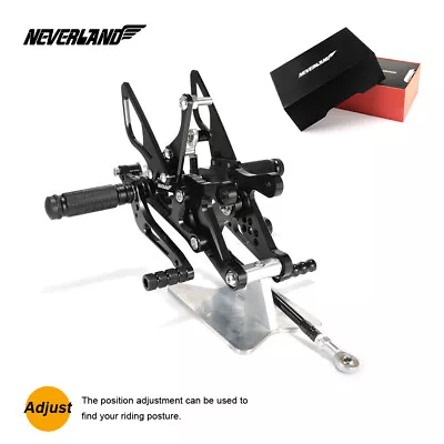 NEVERLAND CNC Black Adjustable Rearsets Foot Pegs For Yamaha YZF-R1 1998-2006 • $46.99