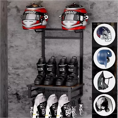 Motorcycle Helmet Holder Wall Mount Helmet Stand Display Storage Riding Boots Ne • $69.99