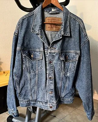 Vintage 90’s Levis Denim Trucker Jacket Sz Large MCM Blue Jean Buttons WPL 423 • $59.99