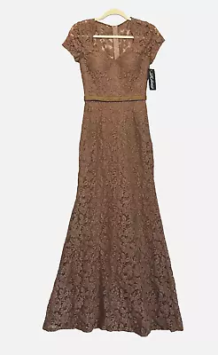 NWT La Femme 20464 Formal Trumpet Gown Sz 4 Coffee Brown Prom Wedding Gala Dress • $130