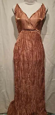 £4.38 • Buy Shein, Floor Length, Rose Gold, Shimmery, Rouched, Gown, Size Small