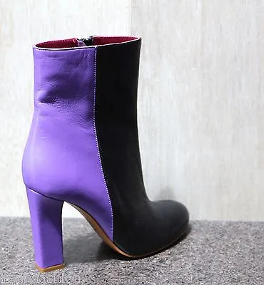 NEW M MISSONI PURPLE AND BLACK SIDE ZIPPER SHORT BOOTS BOOTIES Shoes 40 • $395