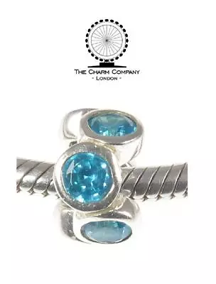 Genuine CHARM COMPANY 925 Sterling Silver & Zirconia BLUE SPARKLE Charm Bead • £13.99