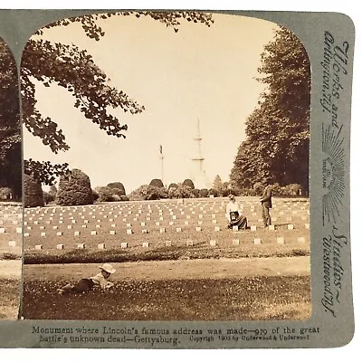 Gettysburg Battle Lincoln Address Stereoview C1903 Civil War Monument Card A1925 • $24.95