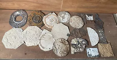15 Sq Ft  Antique Tin Ceiling Pieces Shabby Tile Chic VTG Crafts 78-23A • $29.95