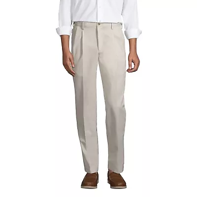 Lands End Mens Chino Pants 40x31 Pleated Comfort Waist Light Stone  299540 • $19.99