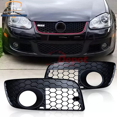 Pair Black Front Bumper Fog Light Cover For VW Golf GTI Jetta GLI MK5 2006-2009 • $29.98